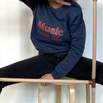 Sweat-shirt femme culte - "Music your life" - Bleu Jean sweatshirt music MELLIPOU