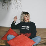 Sweat-shirt femme culte - "Music your life" - Bleu marine sweatshirt music MELLIPOU