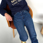 Sweat-shirt femme culte - "Music your life" - Bleu marine sweatshirt music MELLIPOU