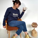 Sweat-shirt femme culte - "Music your life" - Bleu marine sweatshirt music MELLIPOU