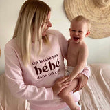 Sweat-shirt femme culte - "On ne laisse pas bébé dans un coin" - Rose chiné sweatshirt bébé MELLIPOU