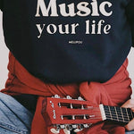 Sweat-shirt femme culte - "Music your life" - Bleu marine sweatshirt music MELLIPOU