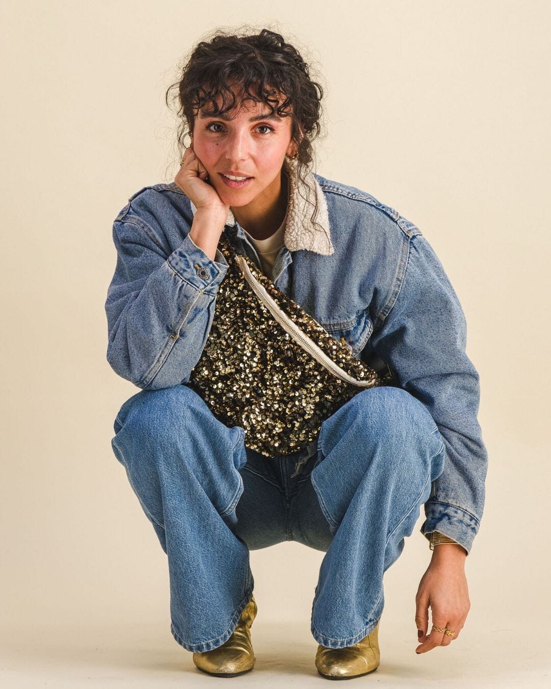 Banane à langer sequins dorée - Chantal Sac banane à langer MELLIPOU