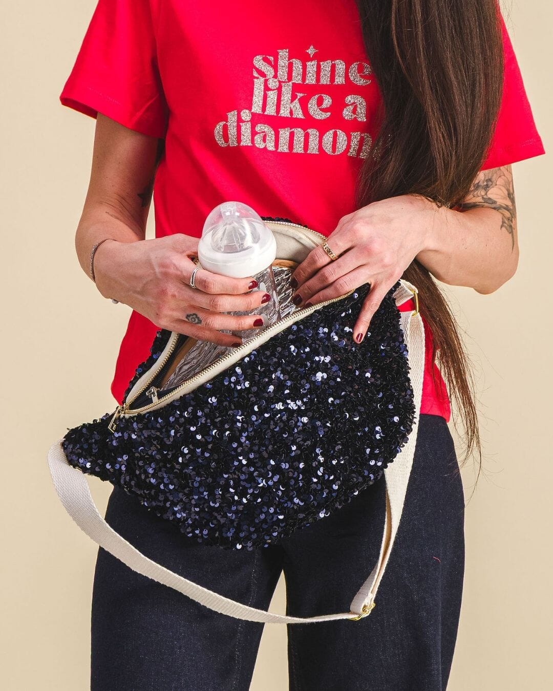 Banane à langer sequins bleue - Roland Sac banane à langer MELLIPOU