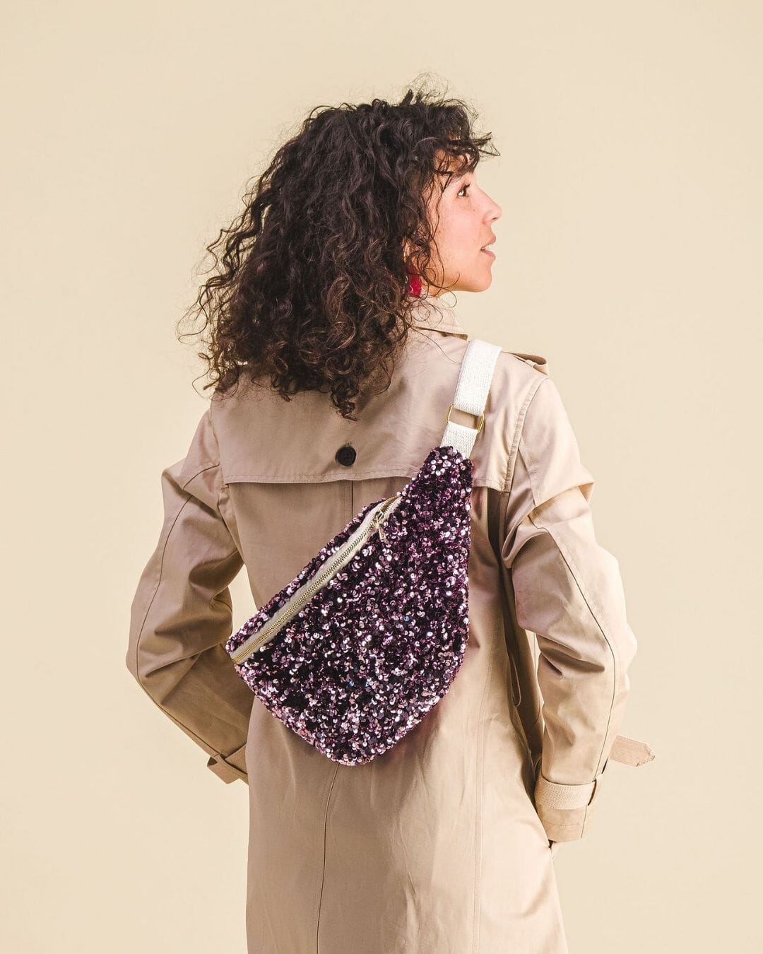 Banane à langer sequins rose - Liliane Sac à langer MELLIPOU