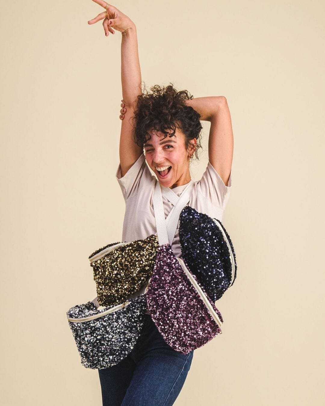 Banane à langer paillettes argentée - Jacky Sac banane à langer MELLIPOU