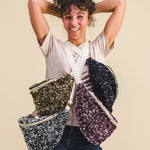 Banane à langer sequins rose - Liliane Sac à langer MELLIPOU