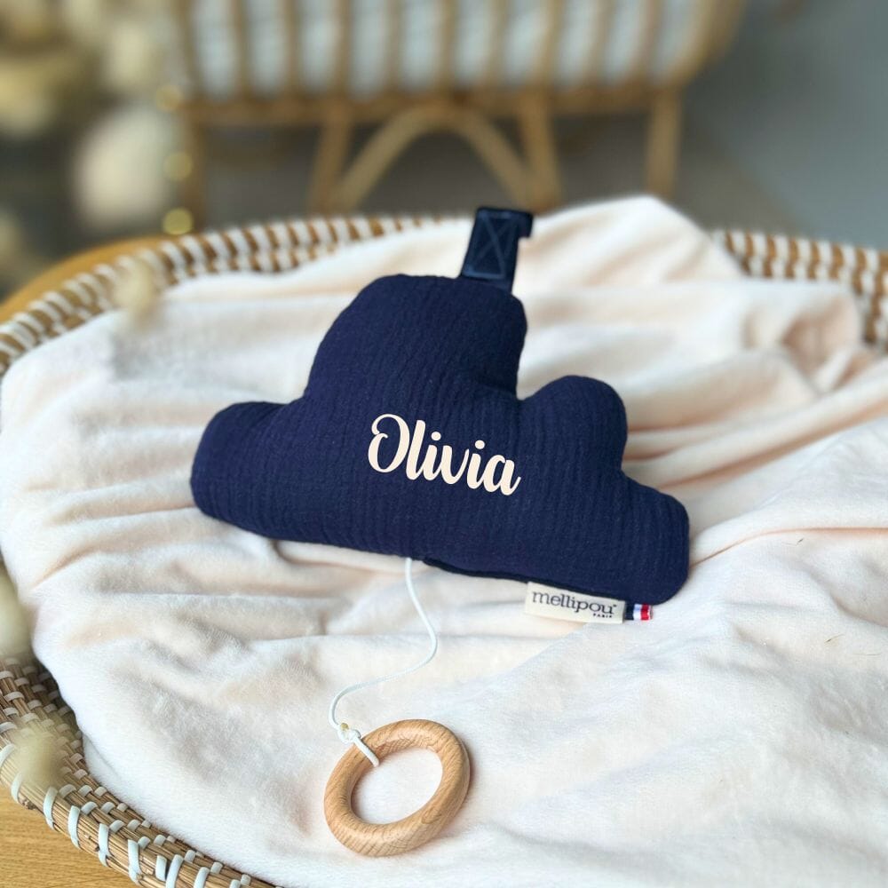 Cadeau naissance peluche musicale - Bleu Marine coffret naissance classique MELLIPOU