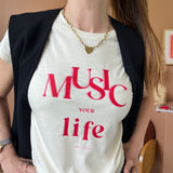 Tee-shirt femme écru - Music your Life tee-shirt MELLIPOU