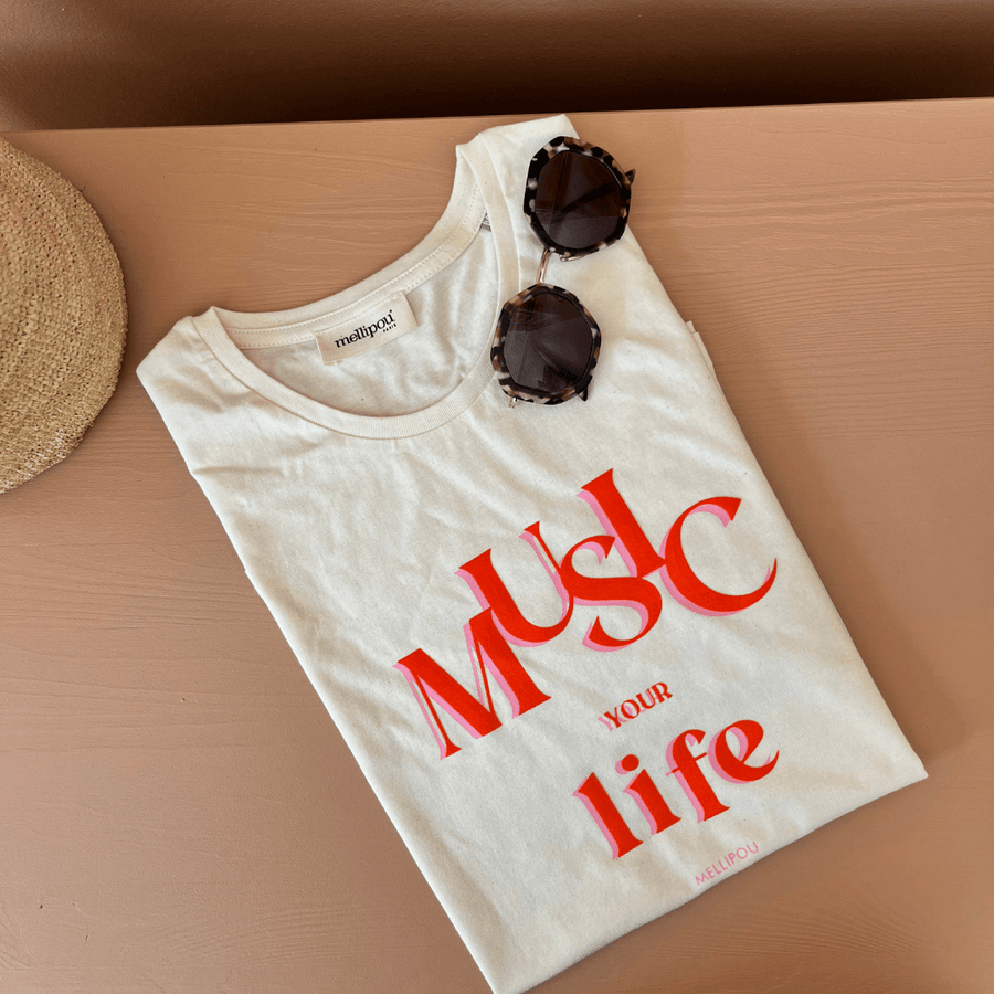 Tee-shirt femme écru - Music your Life tee-shirt MELLIPOU