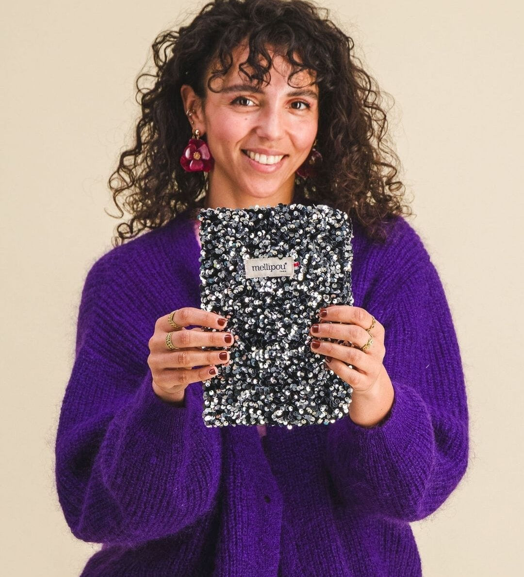 Protège carnet de santé sequins argentés - Jacky Carnet de santé MELLIPOU