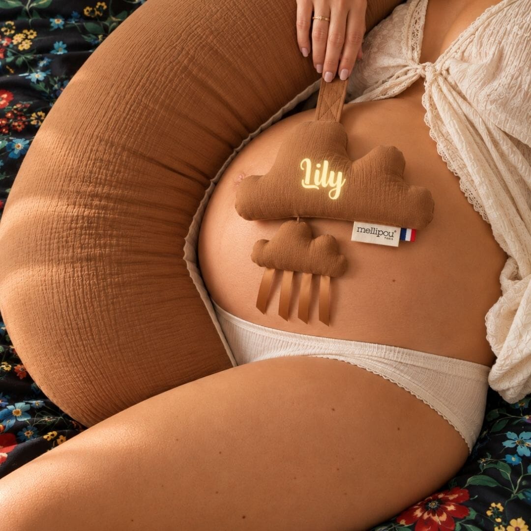 Coffret Maternité maman bébé Noisette Coussin d'allaitement MELLIPOU