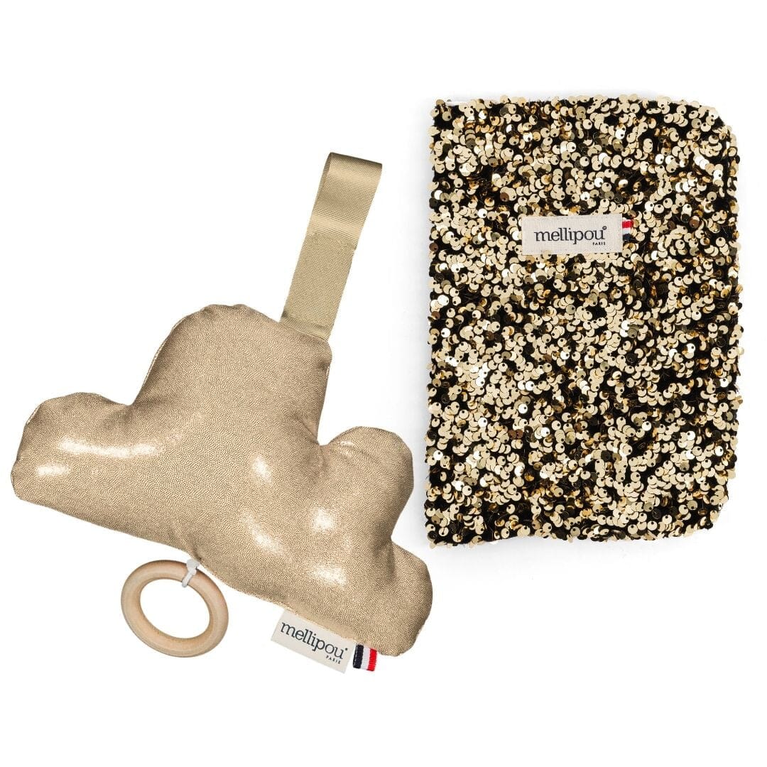 Coffret naissance Paillettes doré – Chantal Nuage musical MELLIPOU
