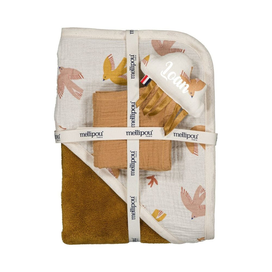 Coffret naissance cape de bain, doudou lange - Swift coffret naissance classique MELLIPOU