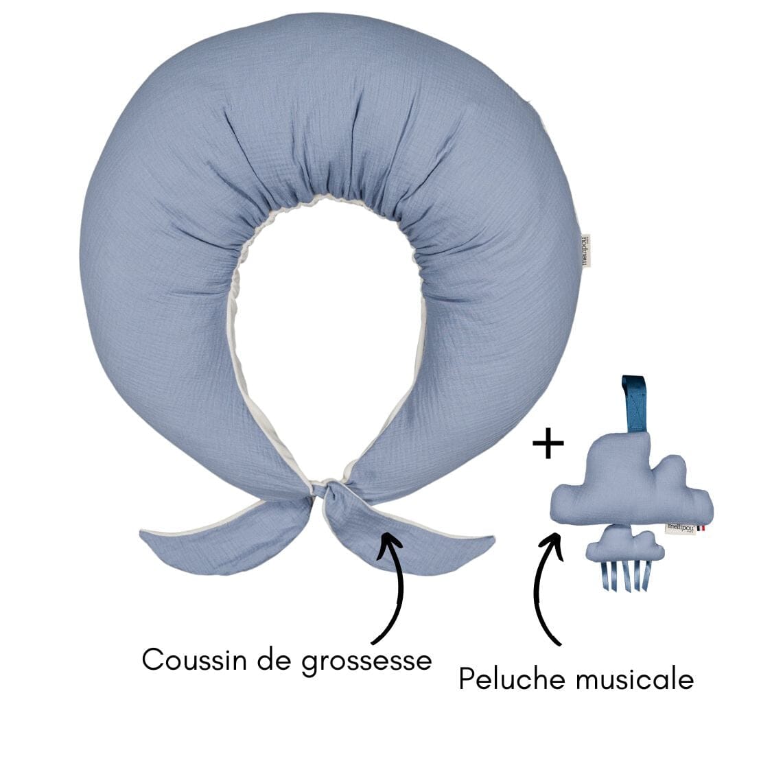 Coffret Maternité coussin de grossesse & nuage musical Lennon Coussin d'allaitement MELLIPOU