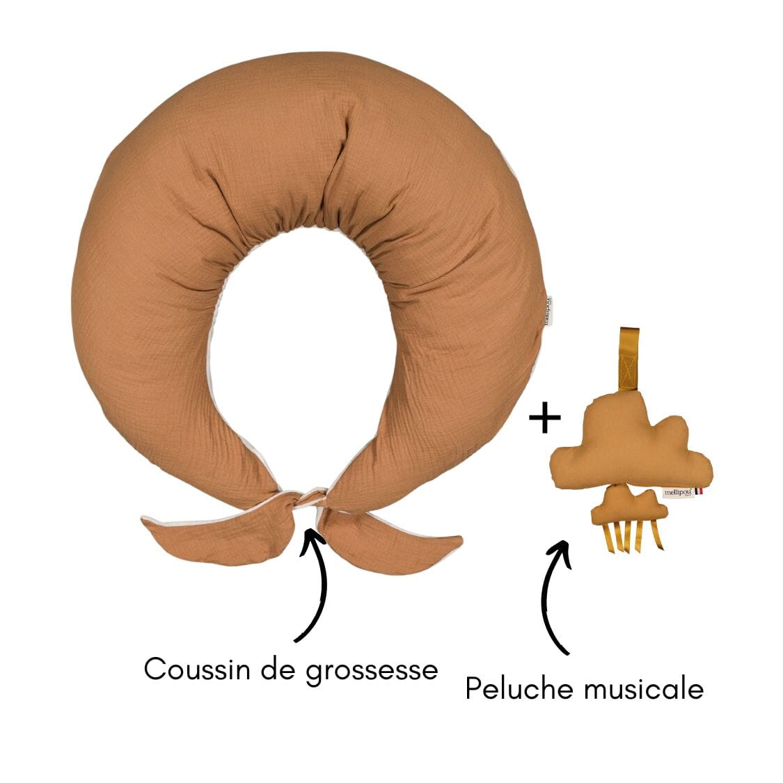 Coffret Maternité maman bébé Noisette Coussin d'allaitement MELLIPOU