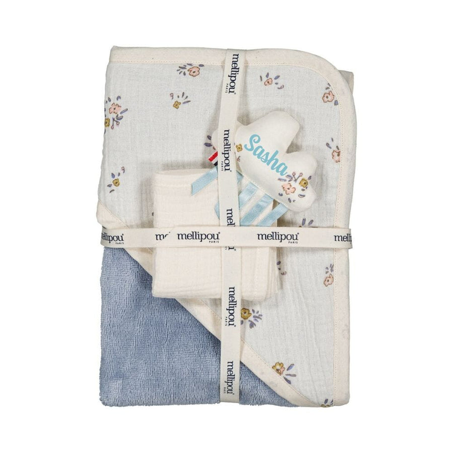 Coffret naissance cape de bain/ doudou lange - Angèle coffret naissance classique MELLIPOU