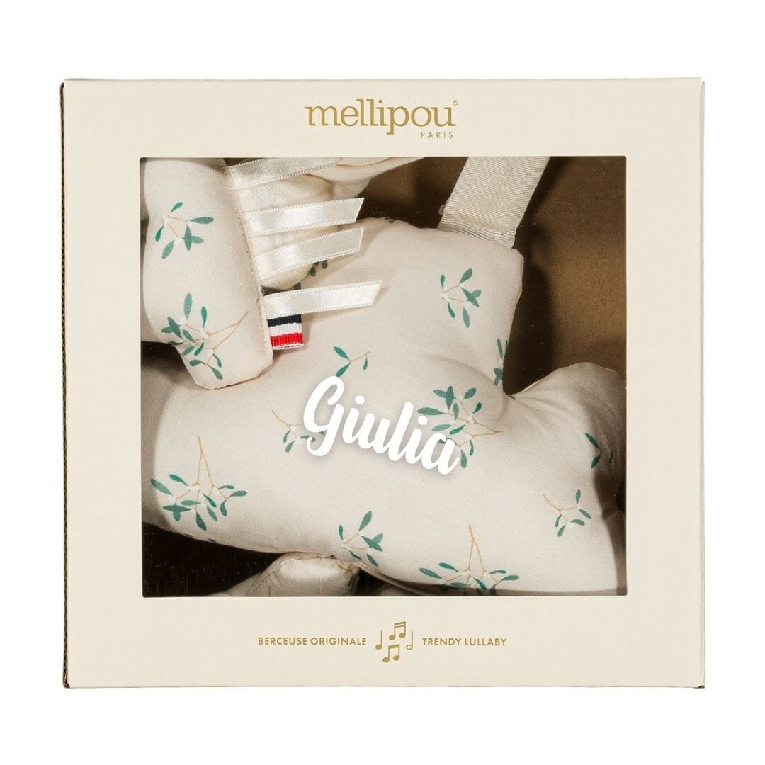 Coffret bébé doudou et coussin musical - Léonard coffret naissance classique MELLIPOU