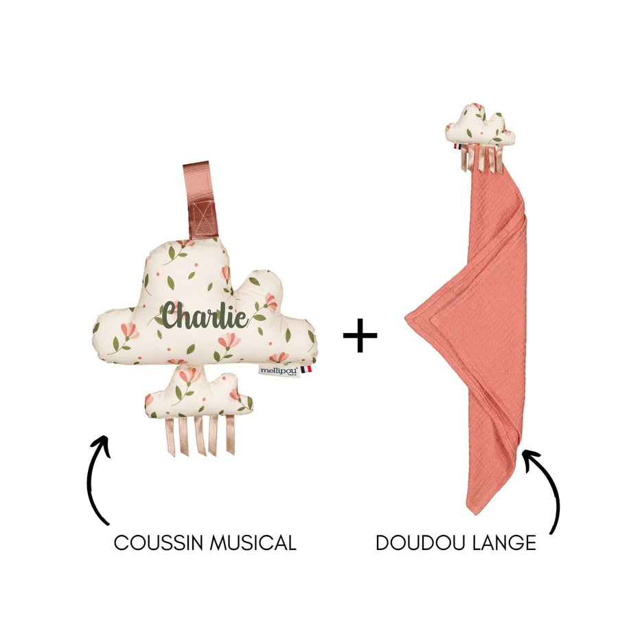Coffret naissance mixte doudou et coussin - Holiday coffret naissance classique MELLIPOU