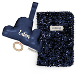 Coffret naissance Paillettes bleu – Roland Nuage musical MELLIPOU