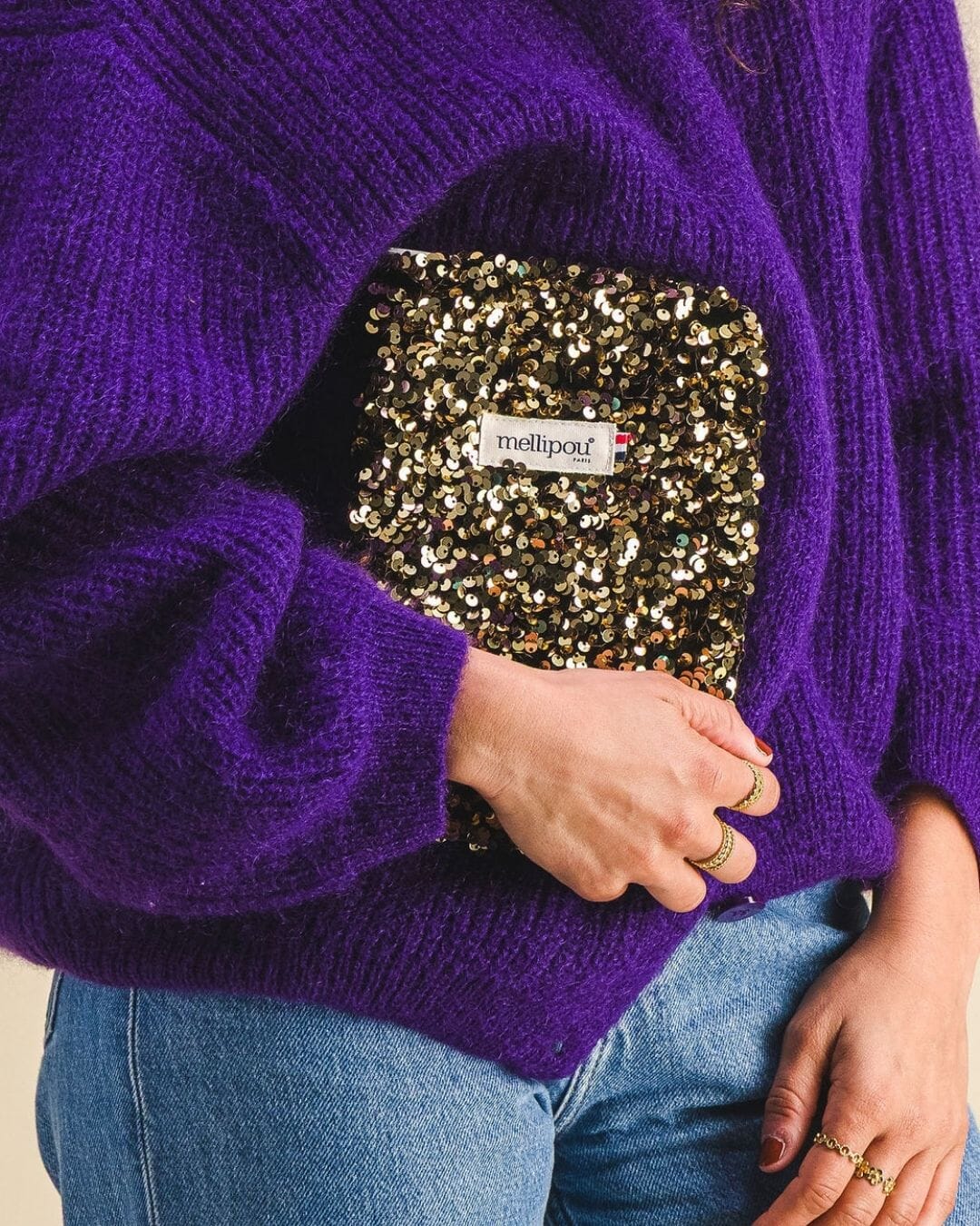 Housse carnet de santé sequins dorés - Chantal Carnet de santé MELLIPOU