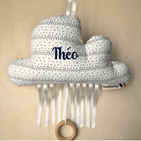Nuage musical original noir et blanc Dott ( pois noir) coussins musicaux nuage MELLIPOU