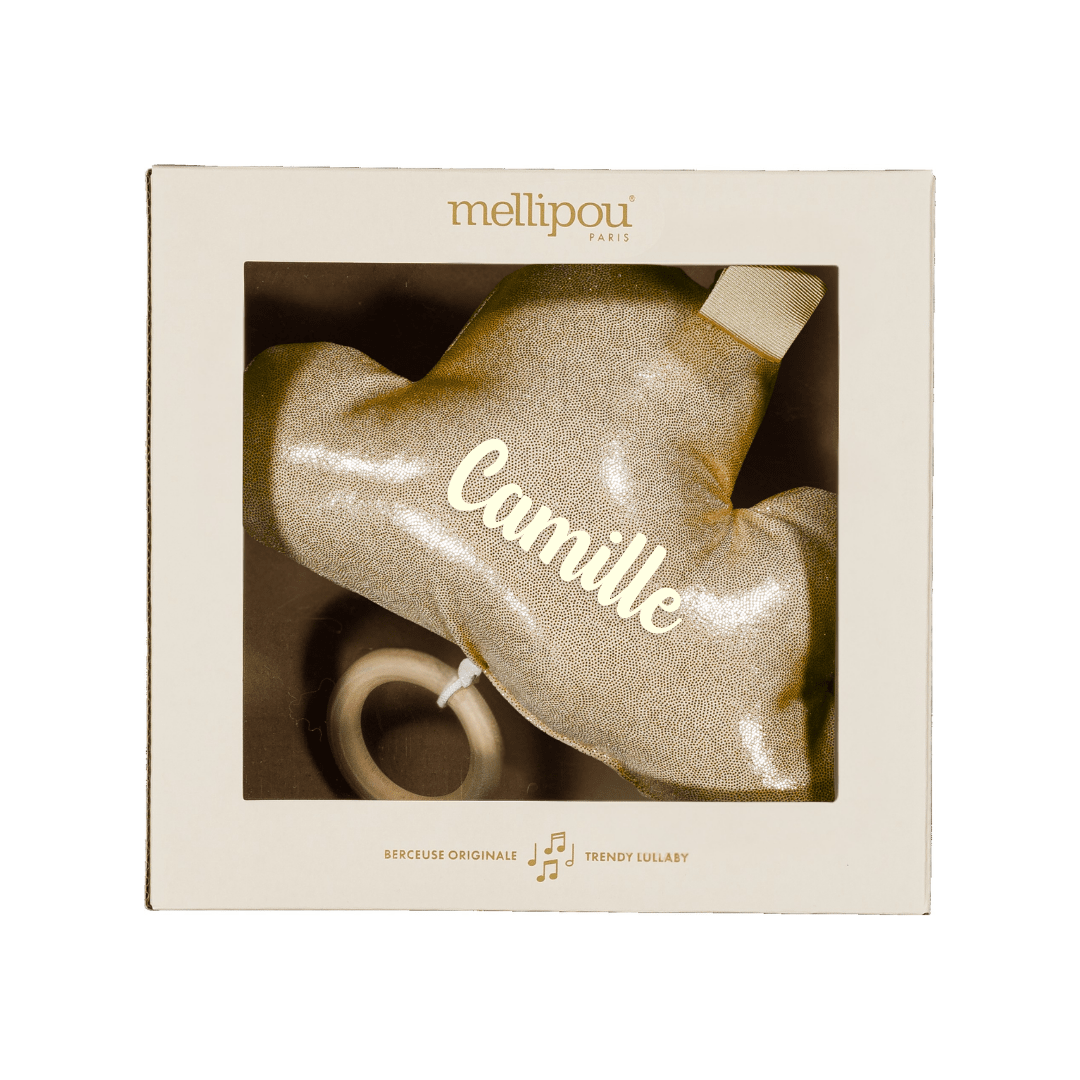 Coussin musical doré pailletté - Chantal Nuage musical MELLIPOU
