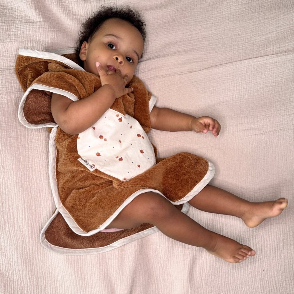 Poncho de bain bébé mixte personnalisé - Noisette poncho de bain bébé MELLIPOU