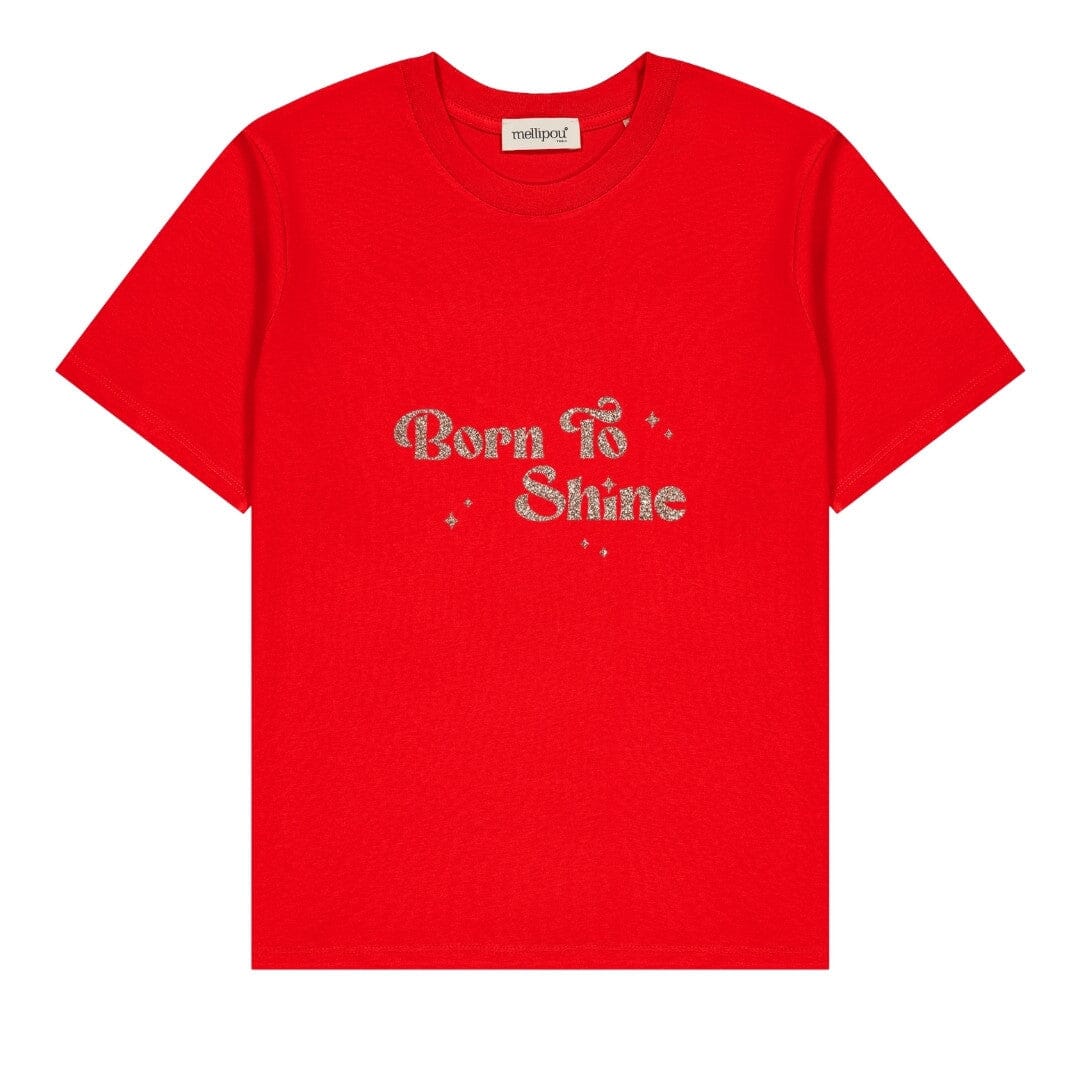 Tee-shirt femme paillettes - Message "Born To Shine" tee-shirt MELLIPOU
