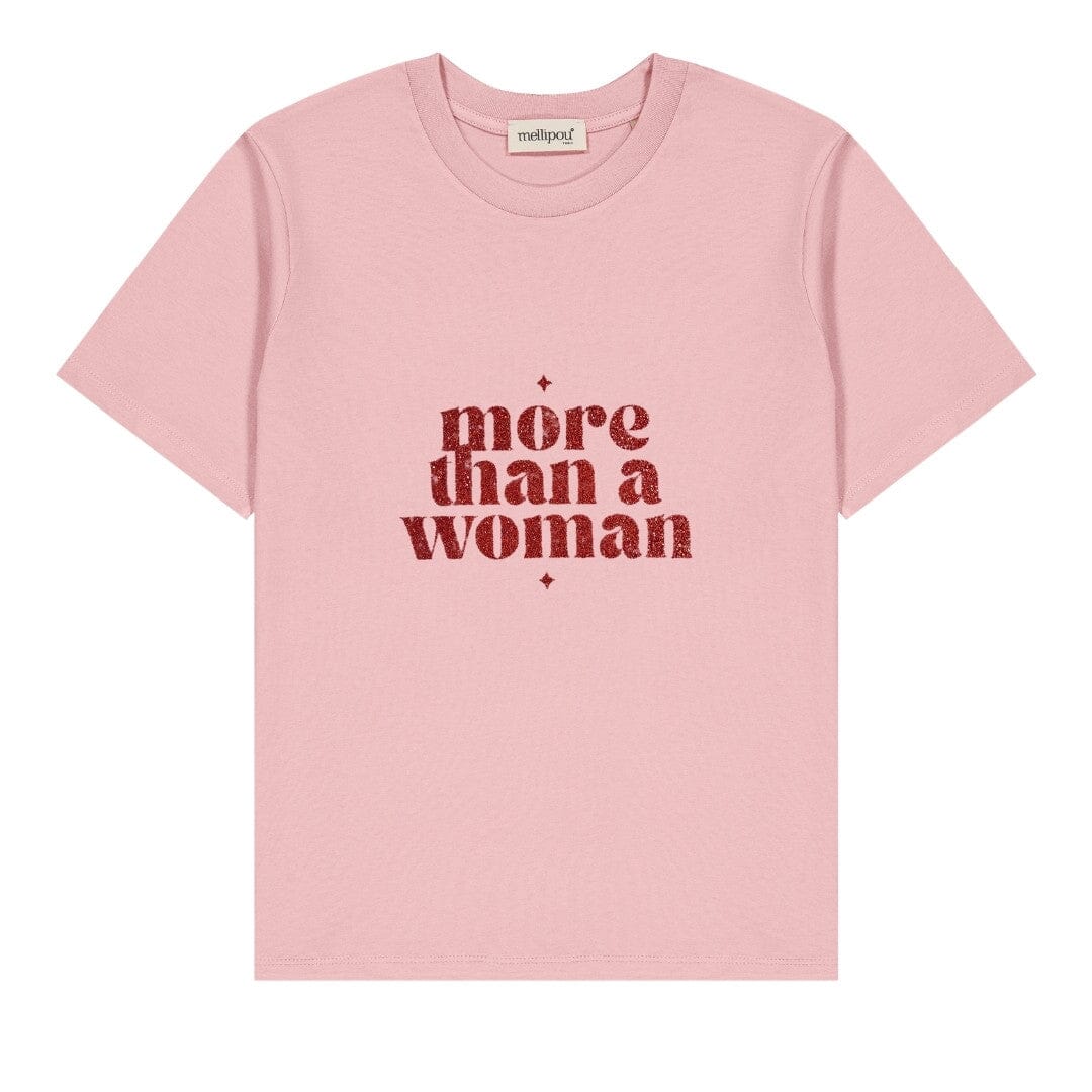 Tee-shirt femme coton - Message pailleté "More than a Woman" tee-shirt MELLIPOU
