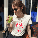 Tee-shirt femme écru - Music your Life tee-shirt MELLIPOU