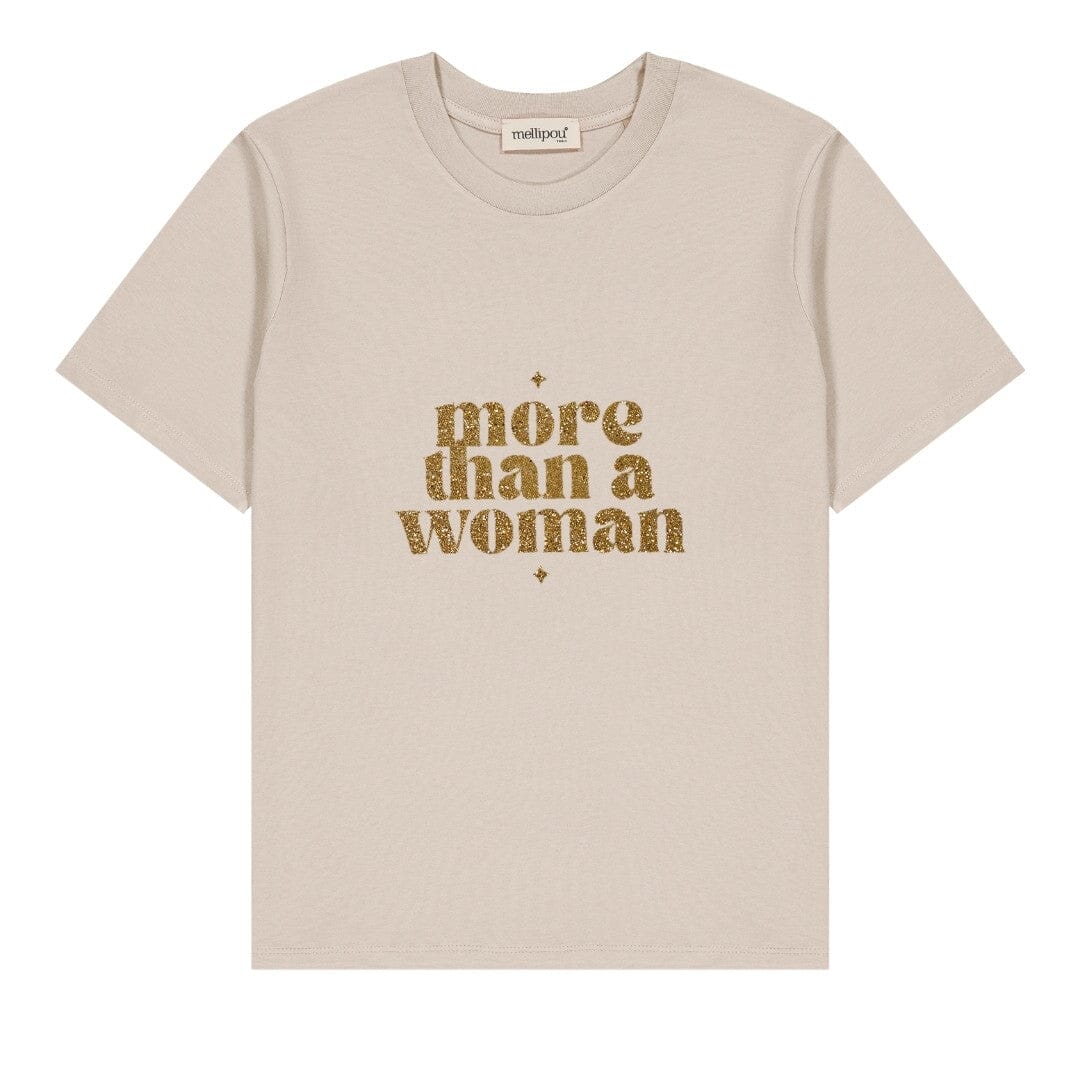 Tee-shirt femme coton - Message pailleté "More than a Woman" tee-shirt MELLIPOU