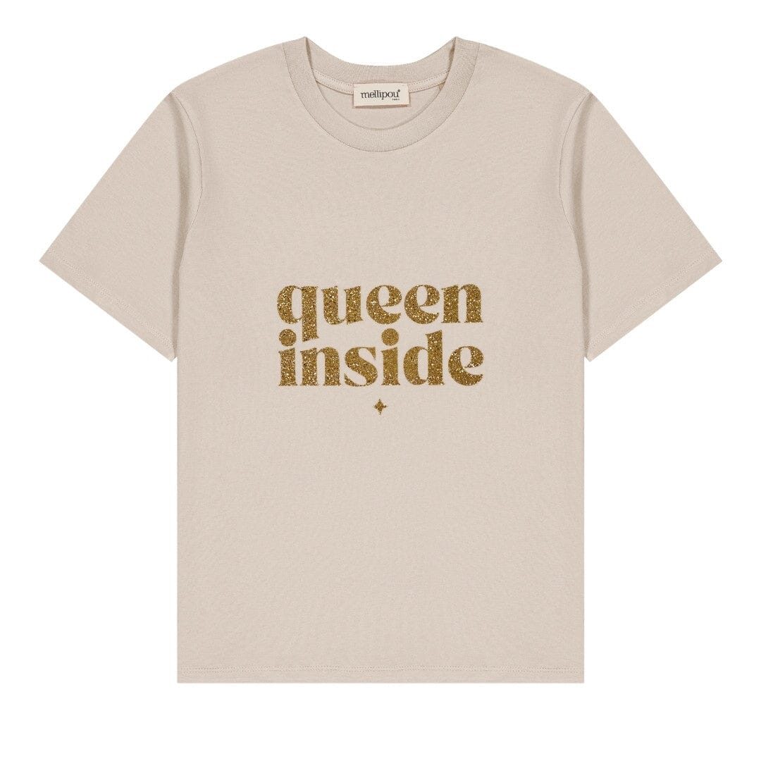 Tee-shirt pailleté femme - Message "Queen Inside" tee-shirt MELLIPOU