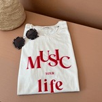 Tee-shirt femme écru - Music your Life tee-shirt MELLIPOU