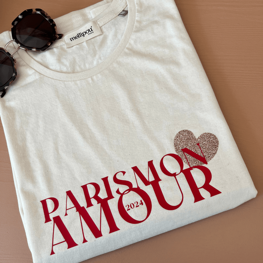 Tee-shirt femme écru - Paris mon amour tee-shirt MELLIPOU