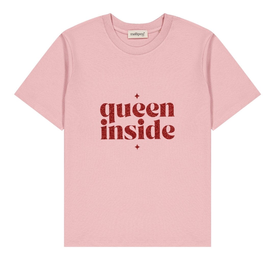 Tee-shirt pailleté femme - Message "Queen Inside" tee-shirt MELLIPOU