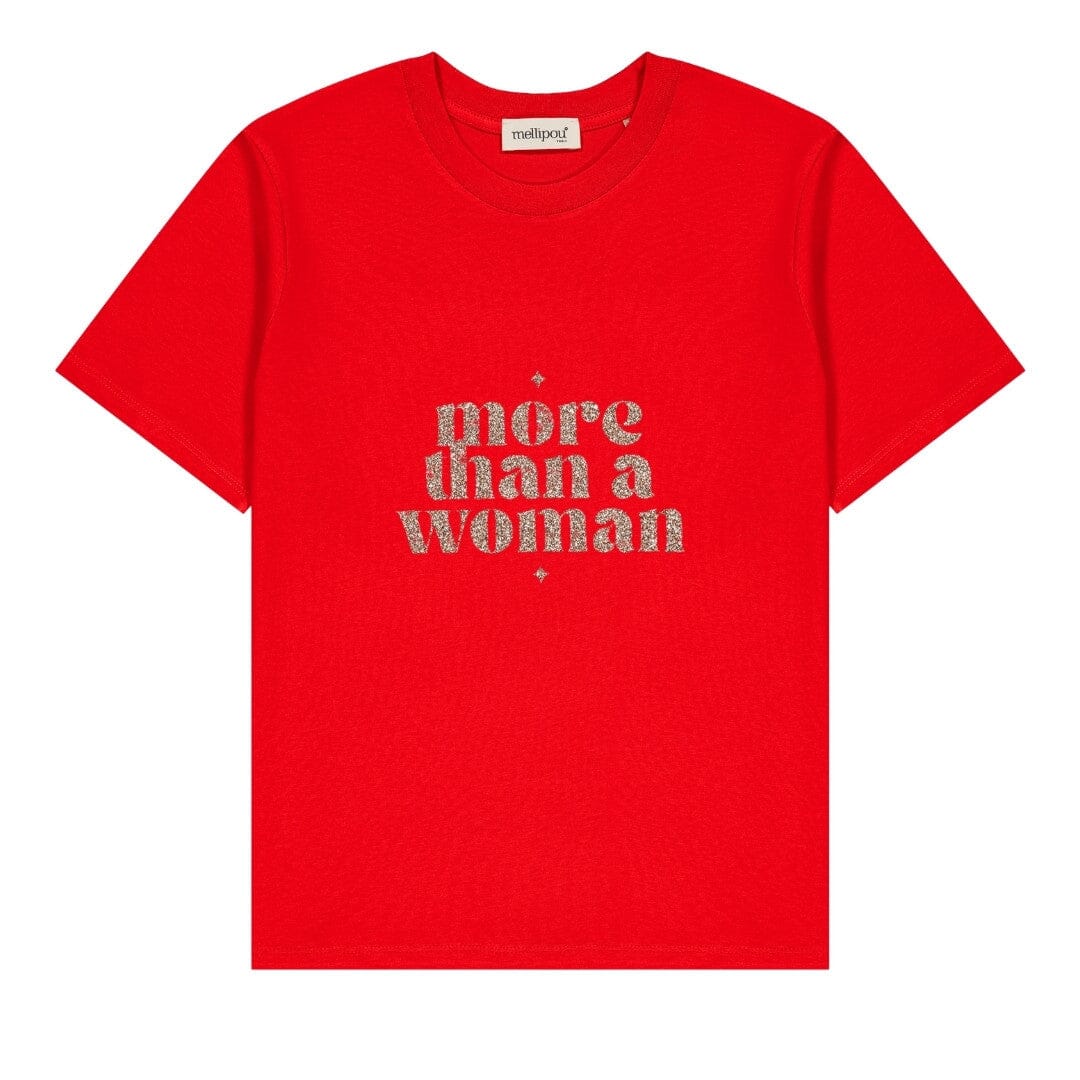 Tee-shirt femme coton - Message pailleté "More than a Woman" tee-shirt MELLIPOU