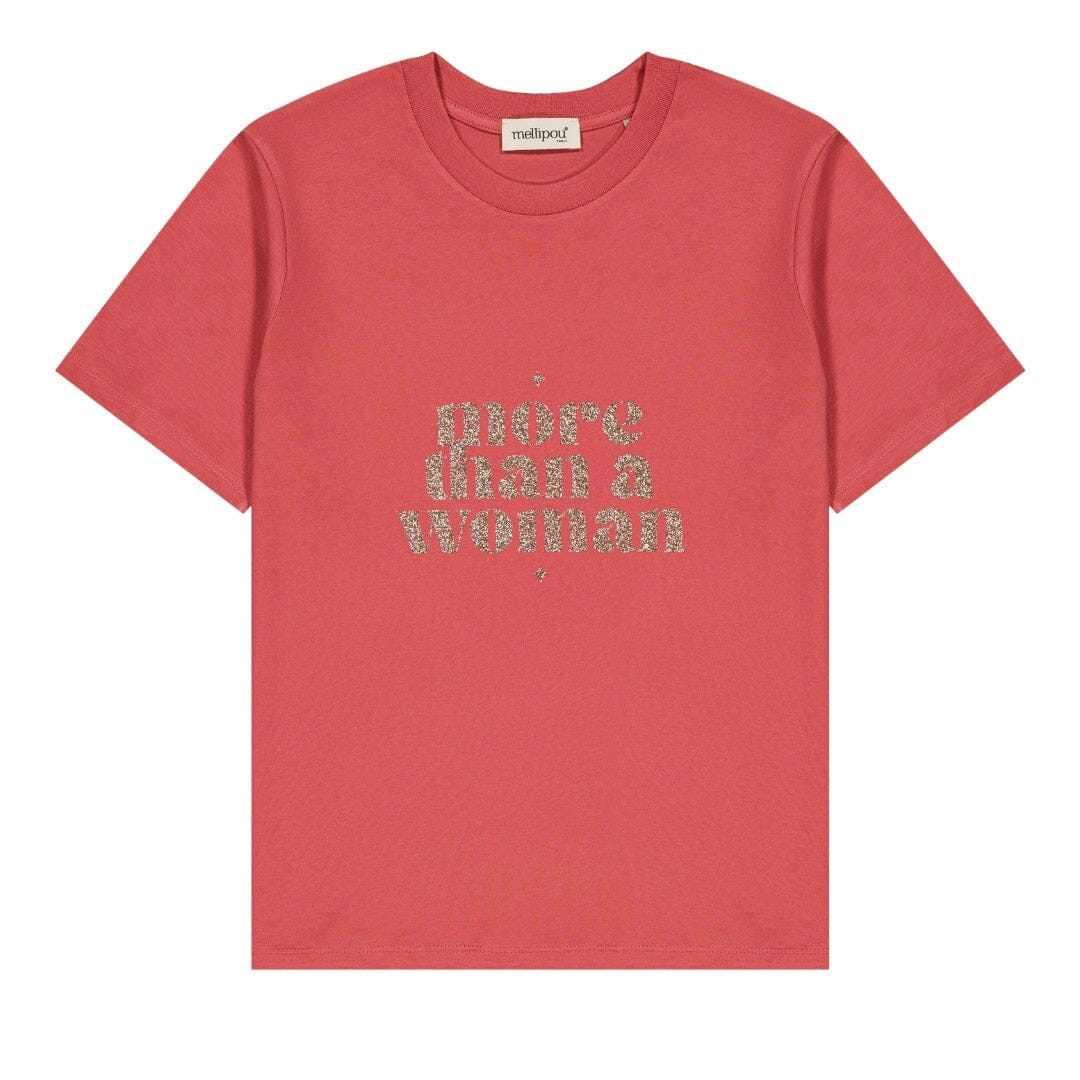 Tee-shirt femme coton - Message pailleté "More than a Woman" tee-shirt MELLIPOU