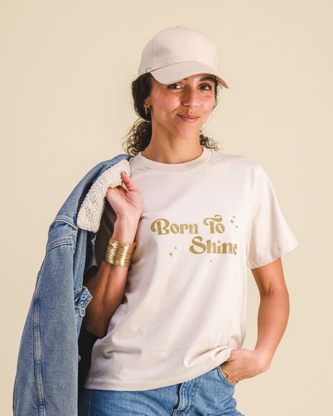 Tee-shirt femme paillettes - Message "Born To Shine" tee-shirt MELLIPOU