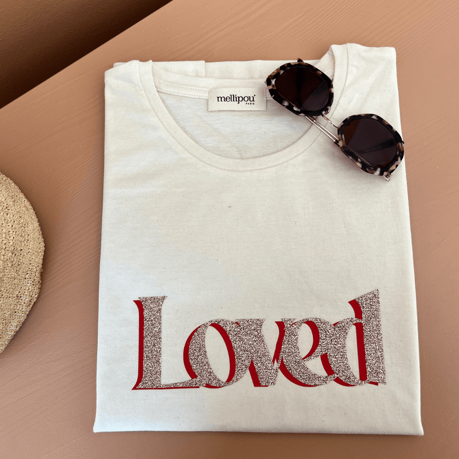 T-shirt femme écru - Loved tee-shirt MELLIPOU