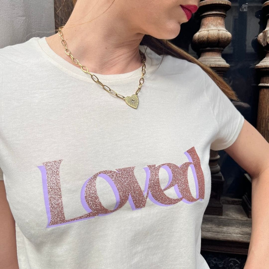 T-shirt femme écru - Loved tee-shirt MELLIPOU