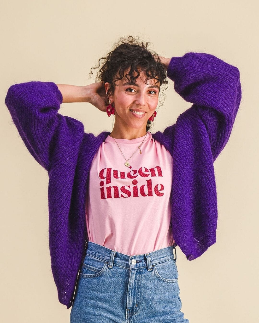 Tee-shirt pailleté femme - Message "Queen Inside" tee-shirt MELLIPOU