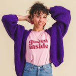 Tee-shirt pailleté femme - Message "Queen Inside" tee-shirt MELLIPOU