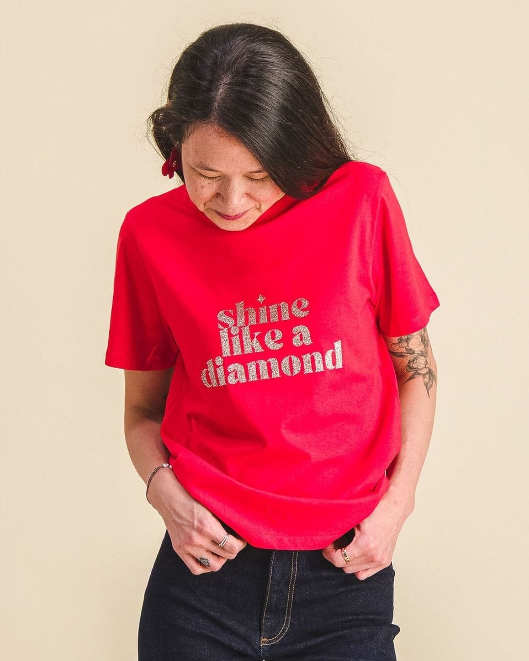 T-shirt femme à paillettes - Message “Shine Like a Diamond” tee-shirt MELLIPOU