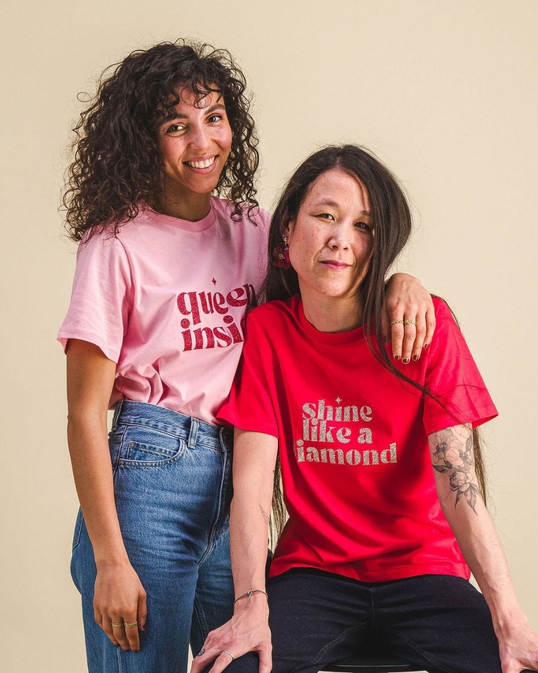 Tee-shirt pailleté femme - Message "Queen Inside" tee-shirt MELLIPOU