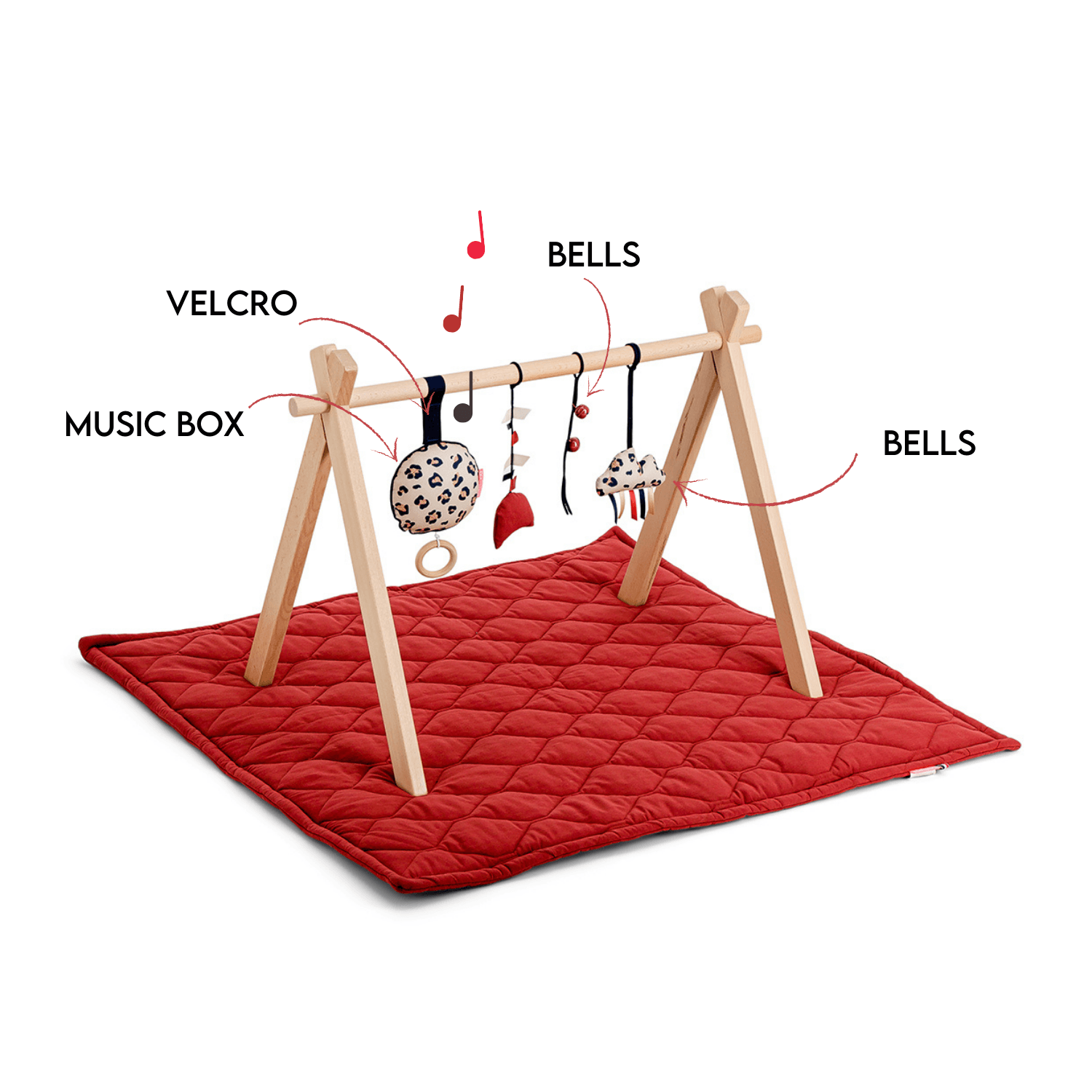 Arche d'éveil Mellipou avec accesoires et tapis en coton 