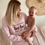 Sweat-shirt femme culte - "On ne laisse pas bébé dans un coin" - Rose chiné sweatshirt bébé MELLIPOU