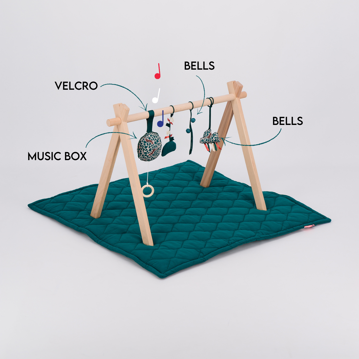 Arche d'éveil en bois avec coussin musical - Mika arche d'éveil MELLIPOU